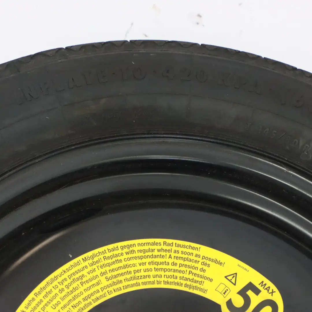 Rueda de Recambio Acero R18 145/80 para VW Volkswagen Tiguan 5N con número de pieza 5N0601027E VW Volkswagen Tiguan 5N Rueda de Recambio Acero R18 145/80 - SKU 5N0601027E - Número de pieza 5N0601027E