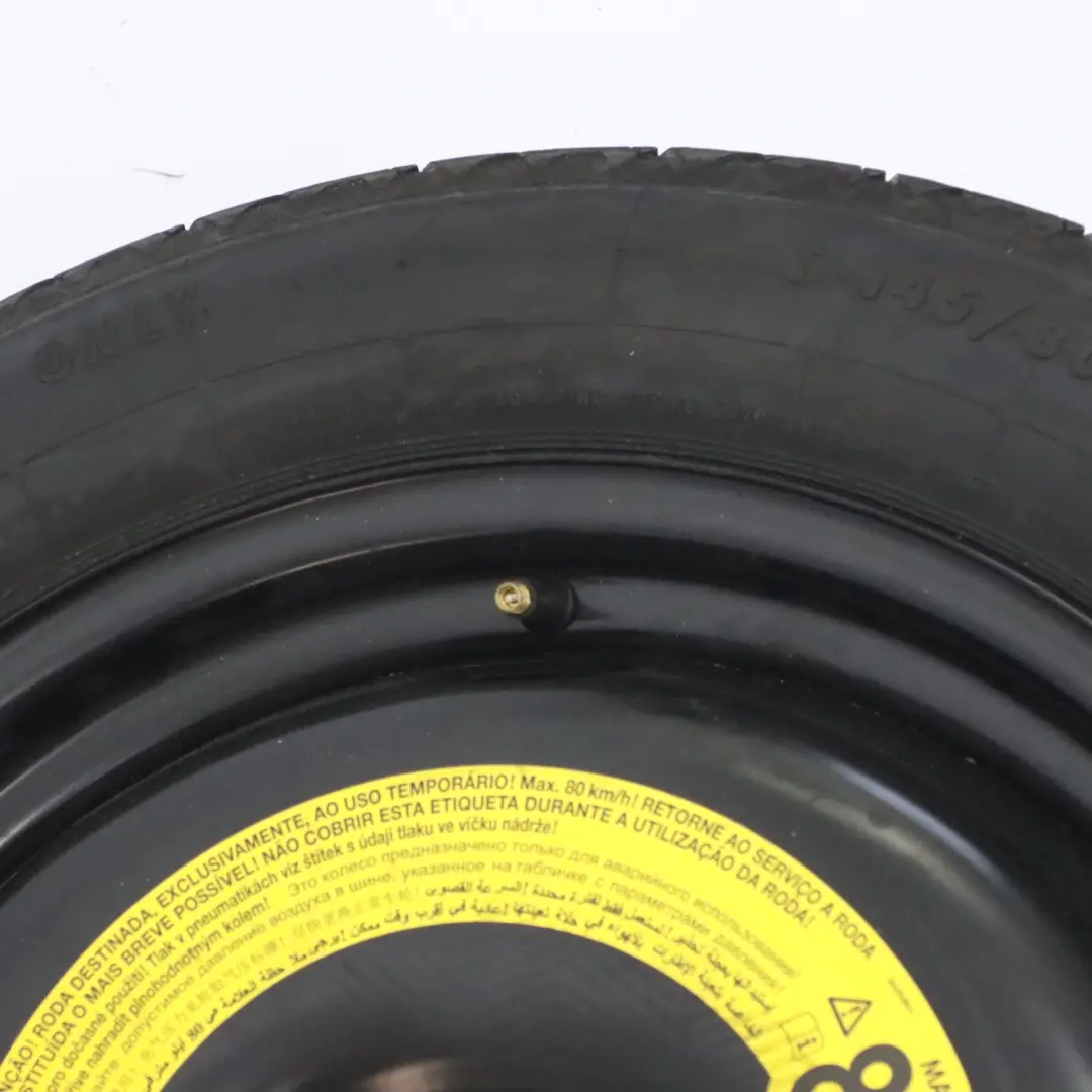 Ruota di Scorta Acciaio R18 Pneumatico 145/80 per VW Volkswagen Tiguan 5N con numero di parte 5N0601027E VW Volkswagen Tiguan 5N Ruota di Scorta Acciaio R18 Pneumatico 145/80 - SKU 5N0601027E - Numero di parte 5N0601027E