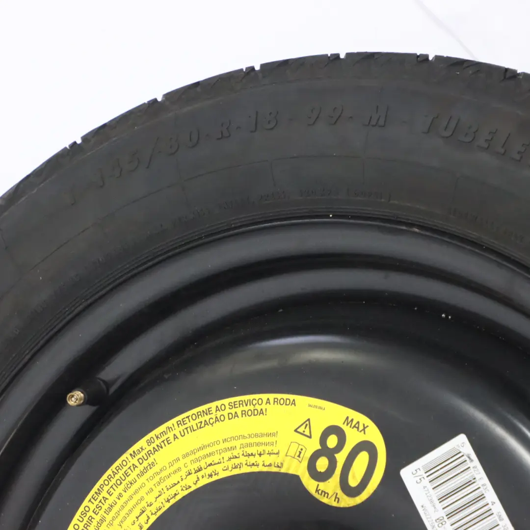 VW Volkswagen Tiguan 5N Ersatzrad Rad Stahl R18 Reifen 145/80 - SKU 5N0601027E - Teilenummer 5N0601027E