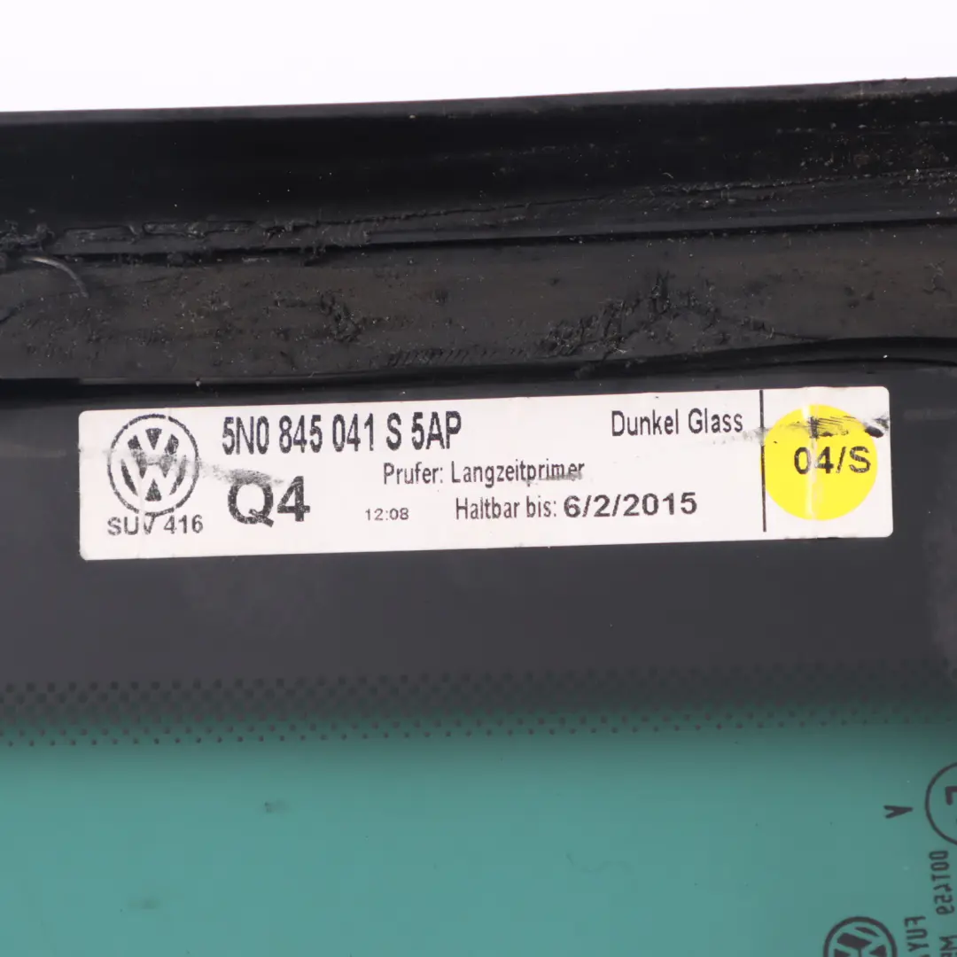 VW Volkswagen Tiguan 5N Rear Quarter Side Window Glass AS3 Left N/S - SKU 5N0845041S - Part number 5N0845041S