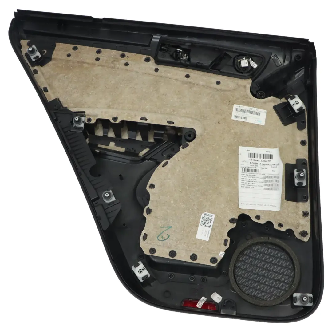 Volkswagen Tiguan 5N Tapa tarjeta puerta trasera derecha Panel cuero de tela - SKU 5N0867212P - Número de pieza 5N0867212P