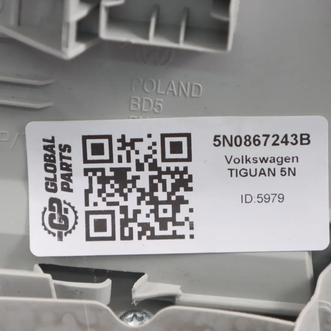 Volkswagen Tiguan 5N Rivestimento Montante B Pannello Beige Sinistro - SKU 5N0867243B - Numero di parte 5N0867243B