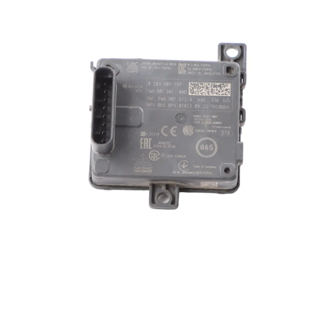 ACC Distance Cruise Control Radar Sensor to VW Volkswagen Golf 8 CD1 with Part number 5WA907561 VW Volkswagen Golf 8 CD1 ACC Distance Cruise Control Radar Sensor - SKU 5WA907561 - Part number 5WA907561