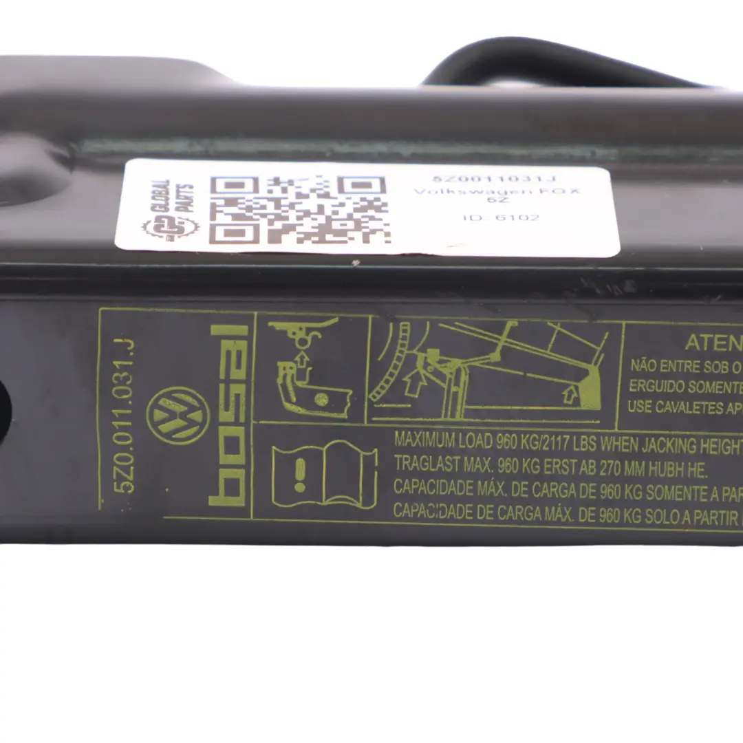 VW Volkswagen Fox 5Z Gato Elevador de Emergencia - SKU 5Z0011031J - Número de pieza 5Z0011031J