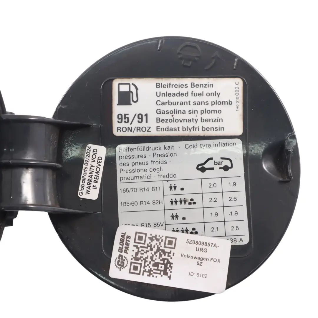 Volkswagen VW Fox 5Z Klapka Wlewu Paliwa Urano Grey Szara - I7F - SKU 5Z0809857A-URG - Numer Części 5Z0809857A