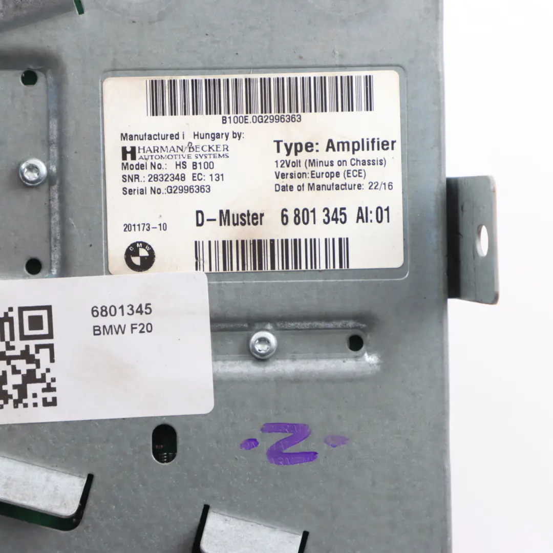 Sound Amplifier Harman Kardon Module Audio Unit ECU to BMW F20 LCI F22 F23 with Part number 6801345 BMW F20 LCI F22 F23 Sound Amplifier Harman Kardon Module Audio Unit ECU - SKU 6801345 - Part number 6801345