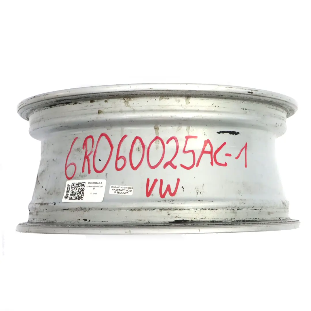 VW Volkswagen Polo 6 Felga Aluminiowa Srebrna 15" ET:40 6J - SKU 6R060025AC-1 - Numer Części 6R060025AC