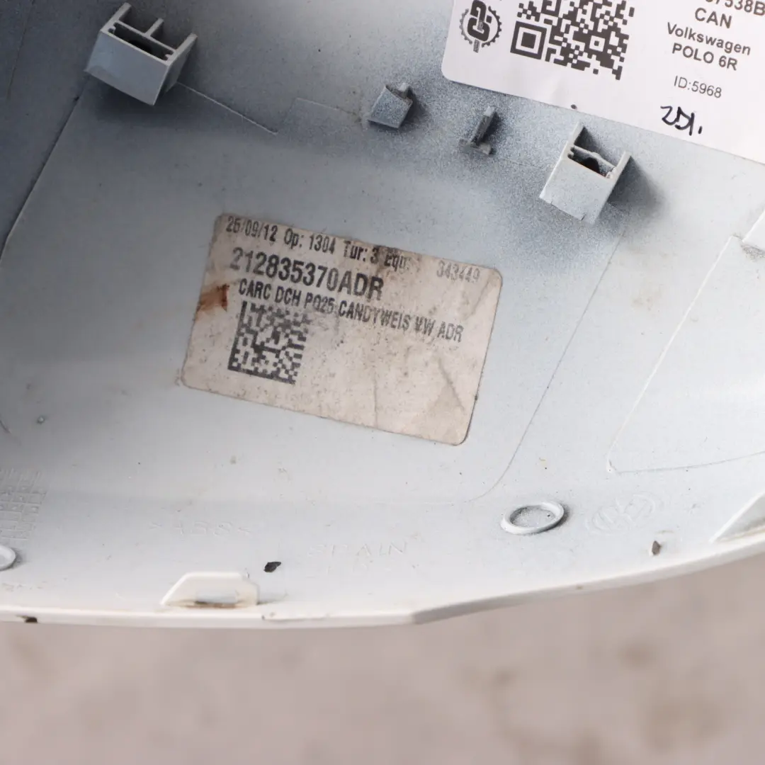 Mk5 6R Wing Mirror Cover Panel Right O/S Candy White - LB9A to Volkswagen Polo with Part number 6R0857538B Volkswagen Polo Mk5 6R Wing Mirror Cover Panel Right O/S Candy White - LB9A - SKU 6R0857538B-CAN - Part number 6R0857538B