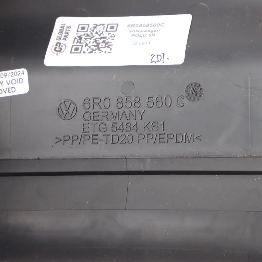 Volkswagen Polo 6R Steering Column Upper Trim Cover Panel Black - SKU 6R0858560C - Part number 6R0858560C