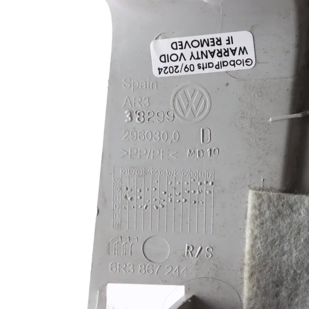 Upper B Column Pillar Right O/S Trim Cover Panel to Volkswagen Polo 6R with Part number 6R3867244Q Volkswagen Polo 6R Upper B Column Pillar Right O/S Trim Cover Panel - SKU 6R3867244Q - Part number 6R3867244Q