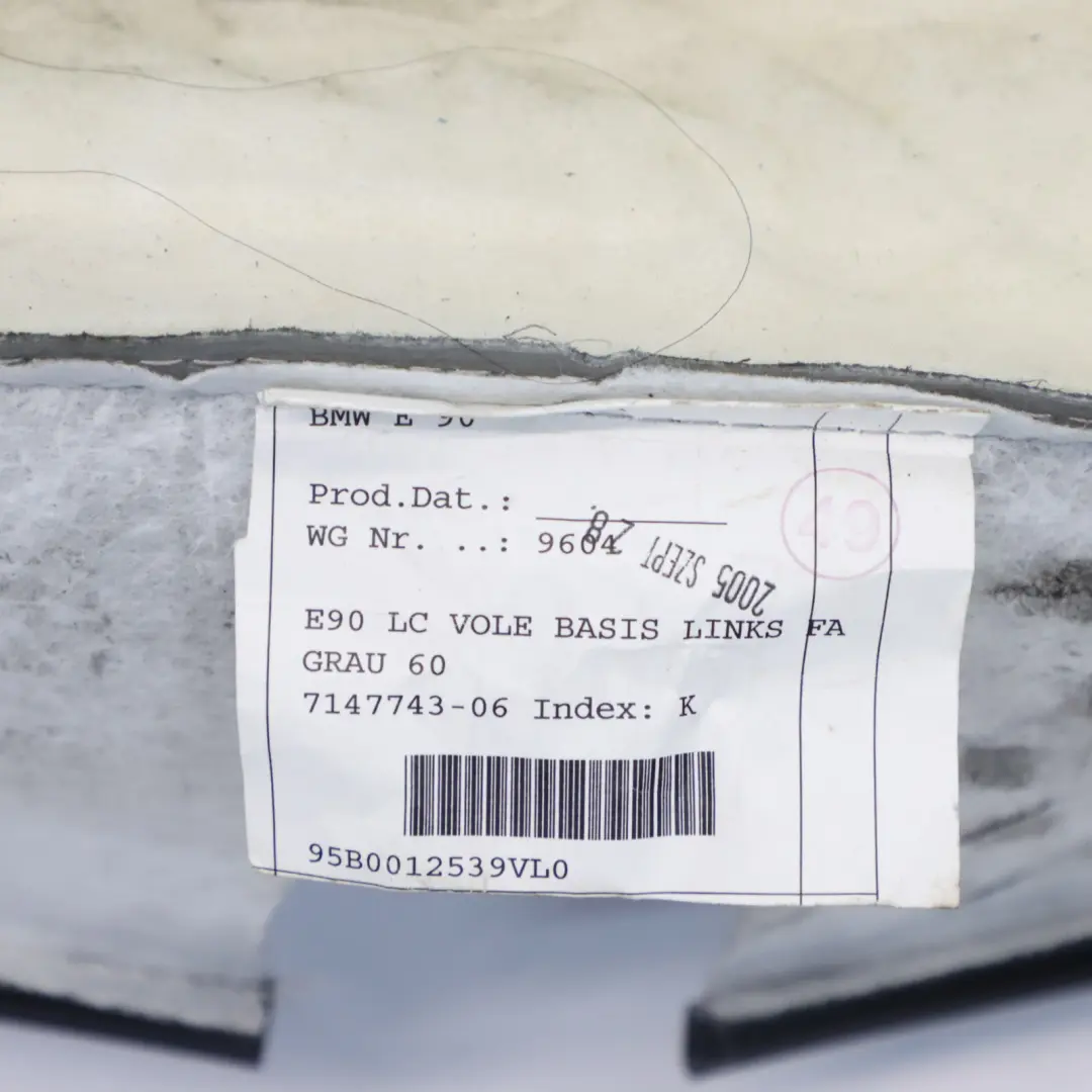 Respaldo Asiento Delantero BMW E90 E91 Cuero Gris Dakota Izquierdo - SKU 7147743-1 - Número de pieza 7147743