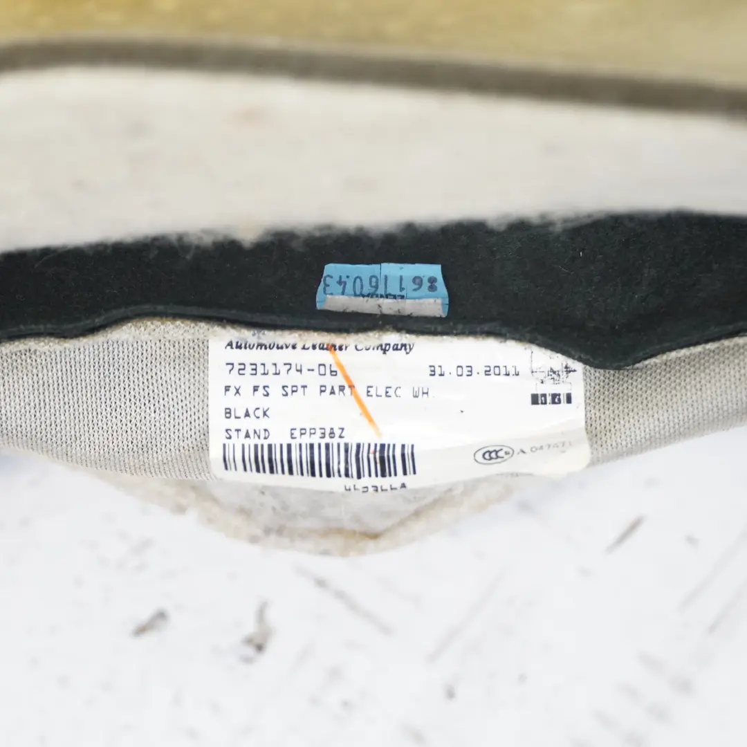 BMW F10 F11 Oparcie Fotela Przednie Podgrzewane Czarna Skóra - SKU 7231174 - Numer Części 7231174