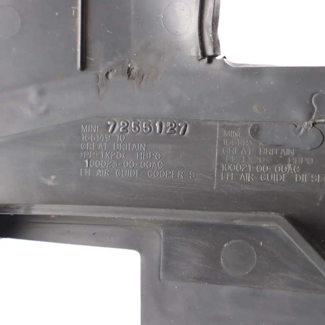 Condotto Aria Paraurti Anteriore Canale per Mini Cooper R55 R56 R57 LCI con numero di parte 7255127 Mini Cooper R55 R56 R57 LCI Condotto Aria Paraurti Anteriore Canale - SKU 7255127 - Numero di parte 7255127