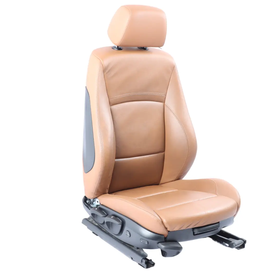 Front Right O/S Seat Saddle Brown Leather Dakota Lumbar to BMW E90 E91 M Sport with Part number 7257602 BMW E90 E91 M Sport Front Right O/S Seat Saddle Brown Leather Dakota Lumbar - SKU 7257602-1 - Part number 7257602