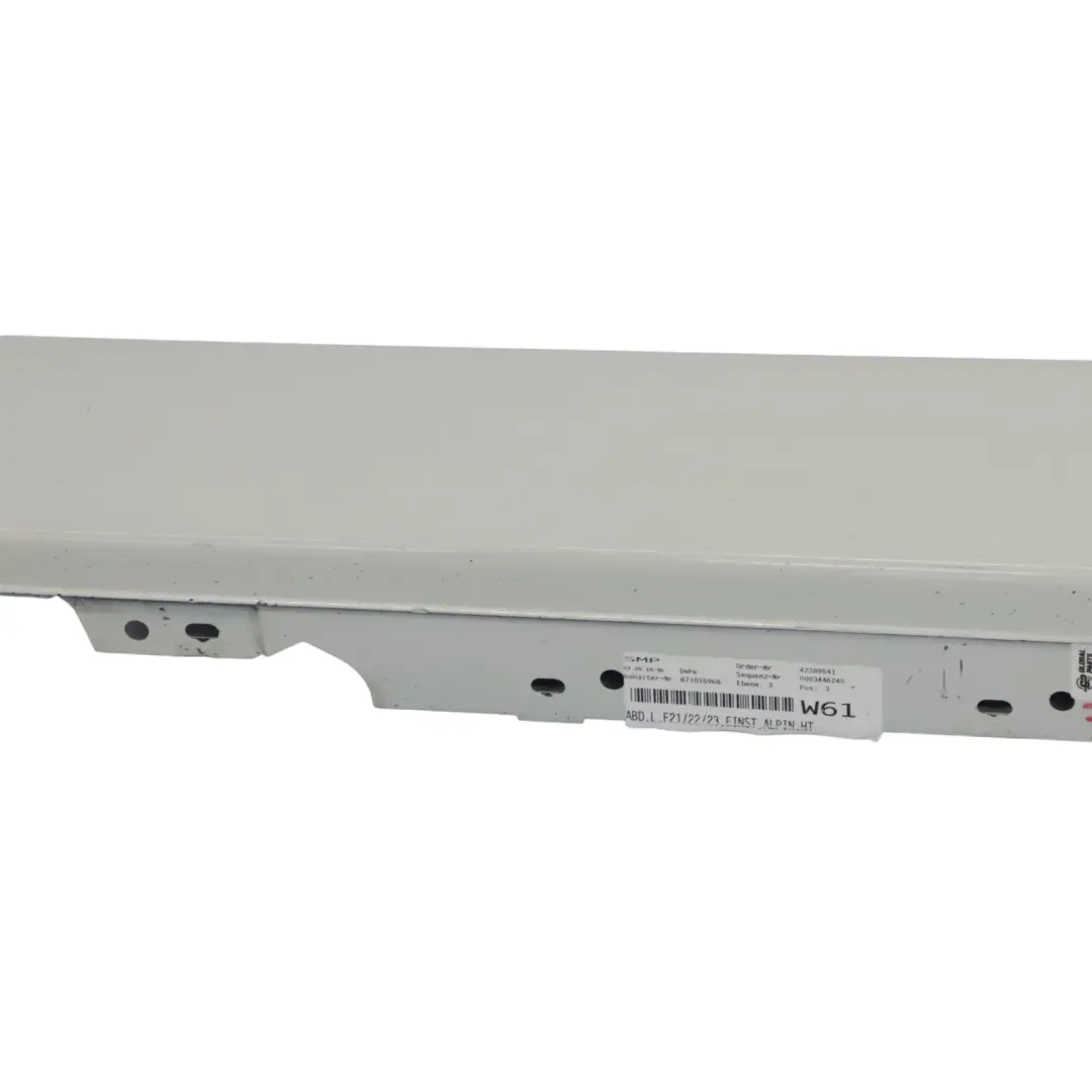 Bande de seuil latérale gauche Alpinweiss 3 - 300 pour BMW F21 F22 à propos du numéro de pièce 7293543 BMW F21 F22 Bande de seuil latérale gauche Alpinweiss 3 - 300 - SKU 7293543-AW3 - Numéro de pièce 7293543