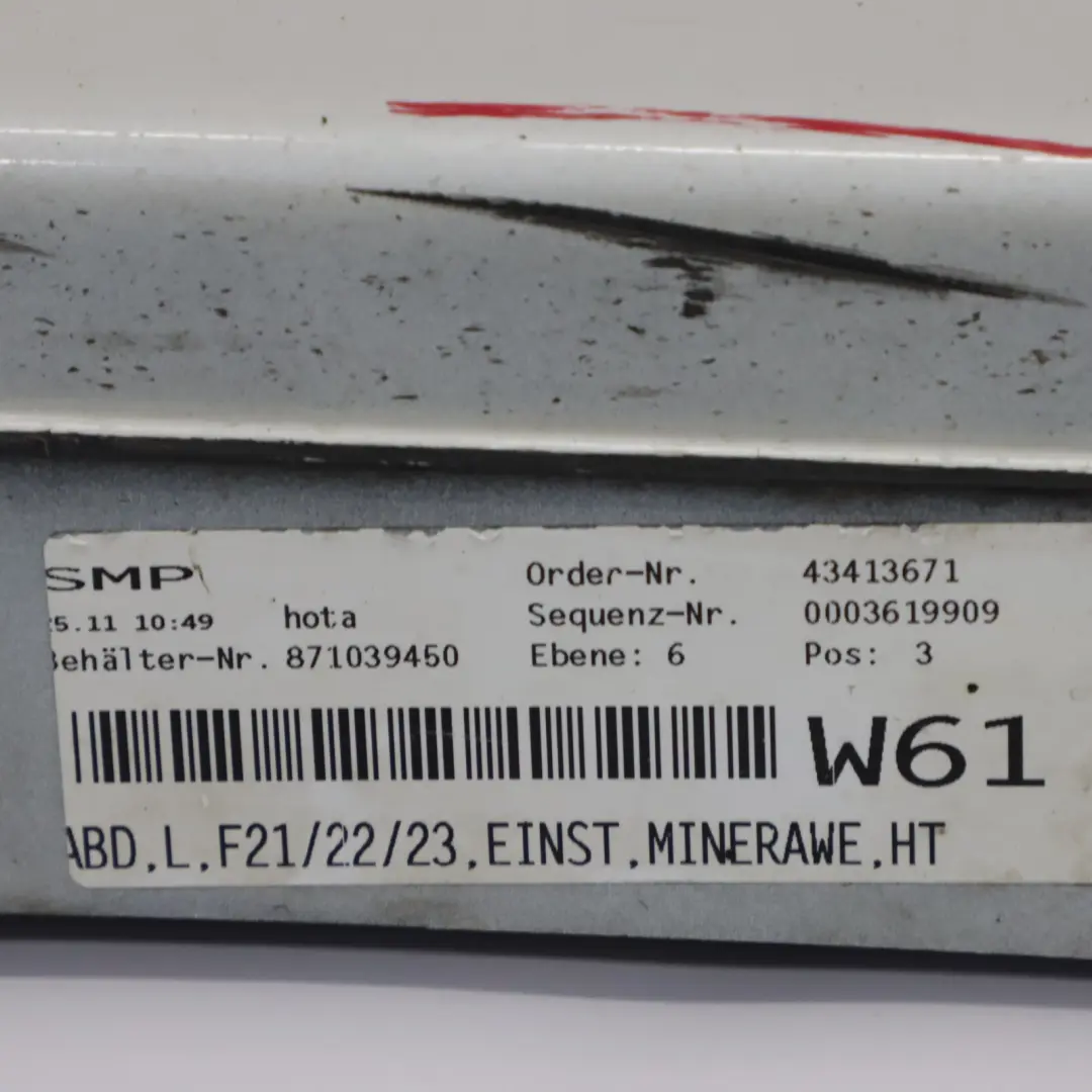 Side Skirt Left N/S Sill Strip Mineralweiss Mineral White - A96 to BMW F21 F22 with Part number 7293543 BMW F21 F22 Side Skirt Left N/S Sill Strip Mineralweiss Mineral White - A96 - SKU 7293543-MW - Part number 7293543