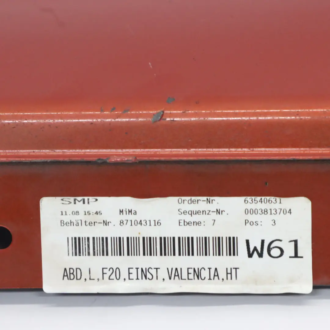 Bande de Seuil Latérale Gauche Valencia Orange Metallic - B44 pour BMW F20 à propos du numéro de pièce 7293553 BMW F20 Bande de Seuil Latérale Gauche Valencia Orange Metallic - B44 - SKU 7293553-ORG - Numéro de pièce 7293553