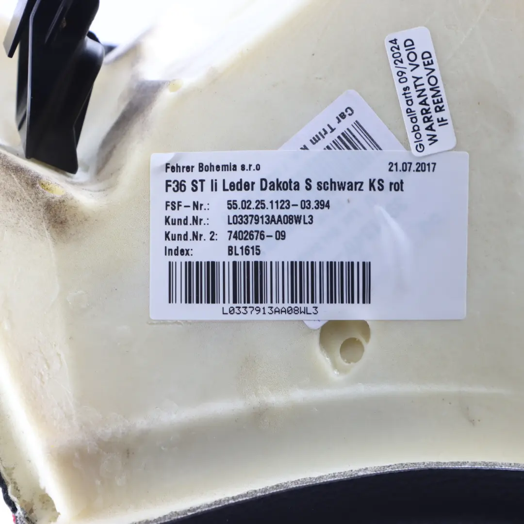 Couch Lateral Trim Cover Panel Left N/S to BMW F36 Rear Seat with Part number 7402676 BMW F36 Rear Seat Couch Lateral Trim Cover Panel Left N/S - SKU 7402676 - Part number 7402676