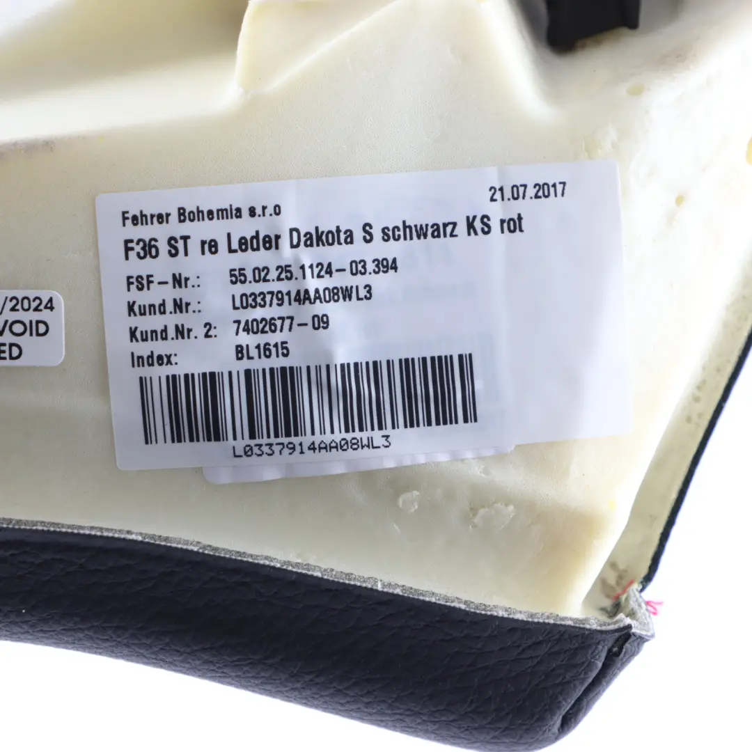 Couch Lateral Trim Cover Panel Right O/S to BMW F36 Rear Seat with Part number 7402677 BMW F36 Rear Seat Couch Lateral Trim Cover Panel Right O/S - SKU 7402677 - Part number 7402677