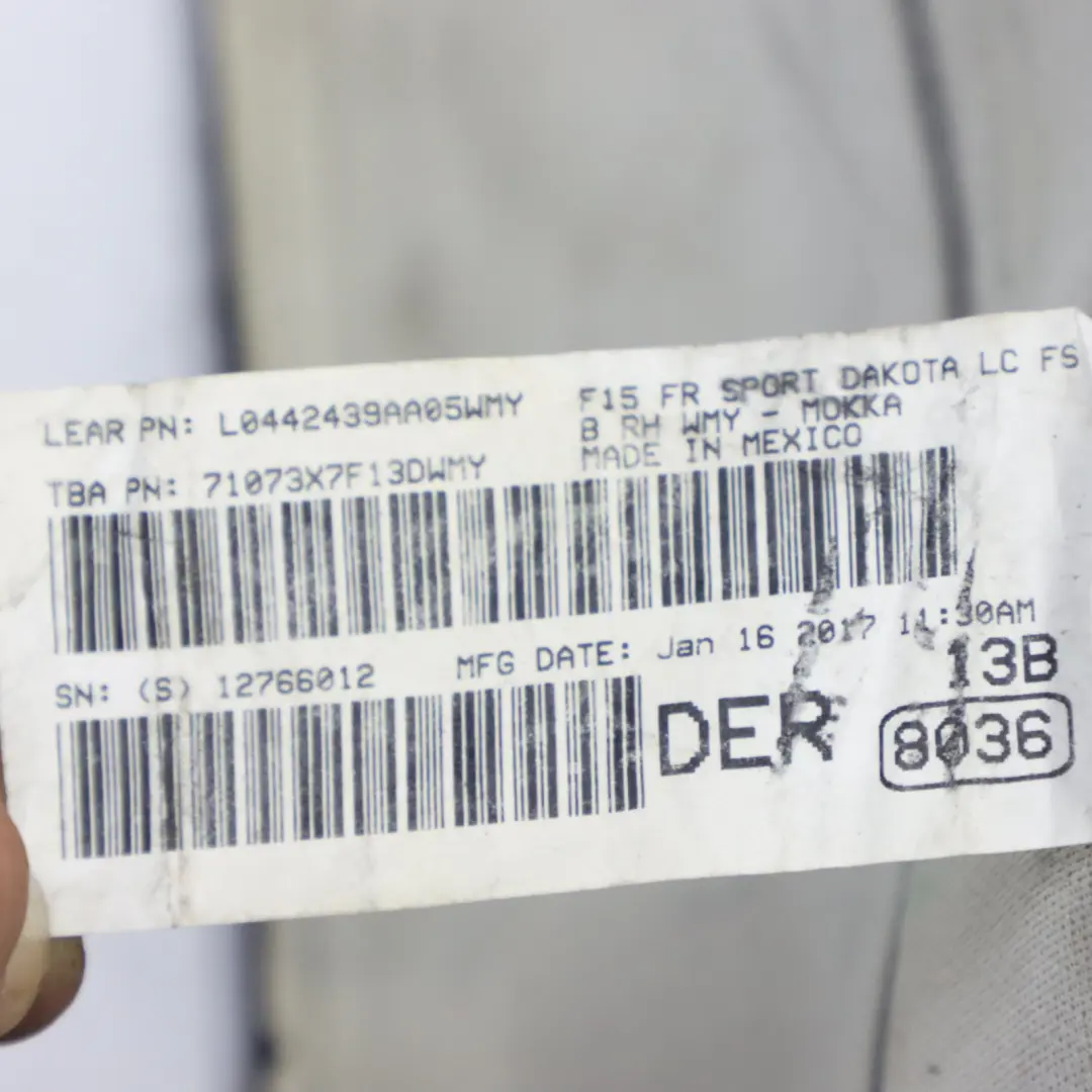 Schienale Riscaldato Anteriore Destro Cuscino Pelle Mokka per BMW X5 F15 Sport con numero di parte 7411452 BMW X5 F15 Sport Schienale Riscaldato Anteriore Destro Cuscino Pelle Mokka - SKU 7411452 - Numero di parte 7411452