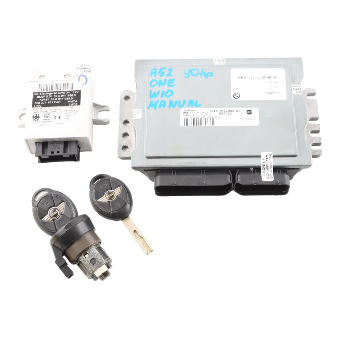 MINI One R50 W10 90HP Motor Kit ECU DME EWS Clave Manual - SKU 7545789-10 - Número de pieza 7545789