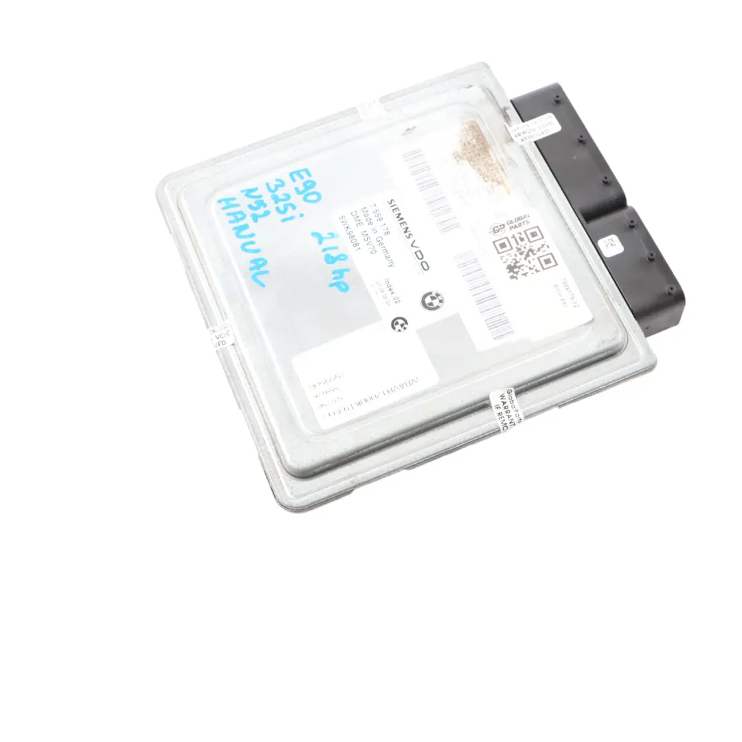 BMW E60 E90 E91 325i 525i N52 218HP Engine Control Unit ECU DME Manual - SKU 7559178-12 - Part number 7559178