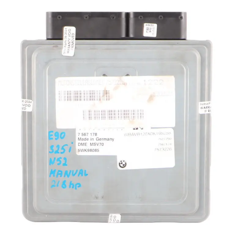 N52 325i 525i 218HP Engine Control Unit ECU DME Manual to BMW E60 E90 E91 with Part number 7567178 BMW E60 E90 E91 N52 325i 525i 218HP Engine Control Unit ECU DME Manual - SKU 7567178-16 - Part number 7567178