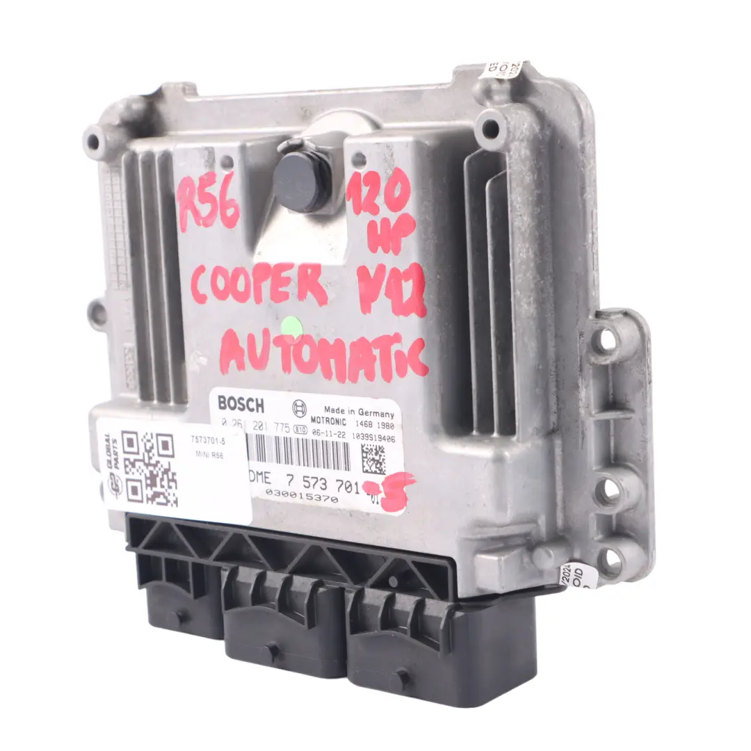 120HP DME Engine Control Unit ECU Automatic to Mini Cooper One R55 R56 N12 with Part number 7573701 Mini Cooper One R55 R56 N12 120HP DME Engine Control Unit ECU Automatic - SKU 7573701-5 - Part number 7573701