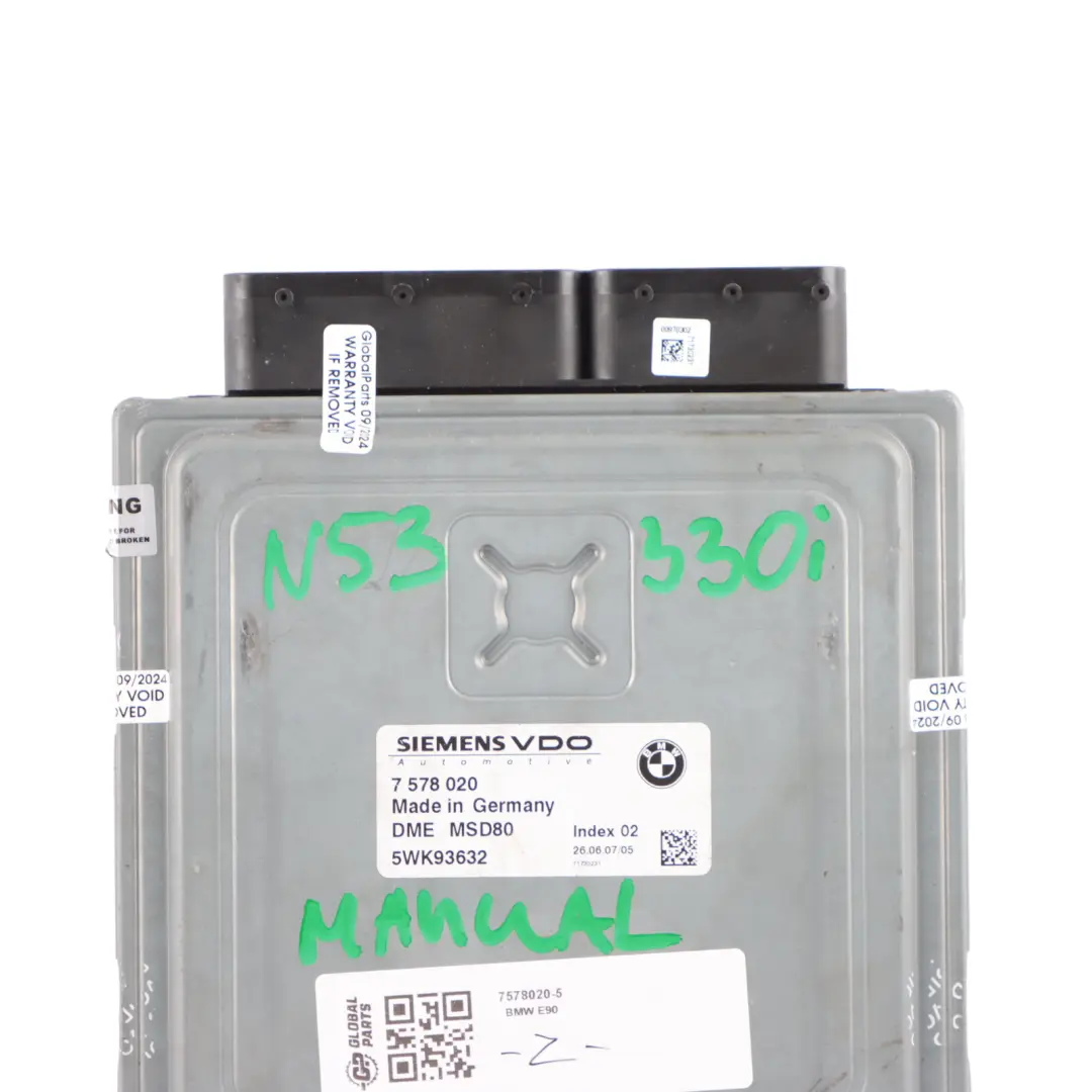 BMW E60 E90 LCI 530i 330i N53 272HP ECU Engine Control DME Manual - SKU 7578020-5 - Part number 7578020