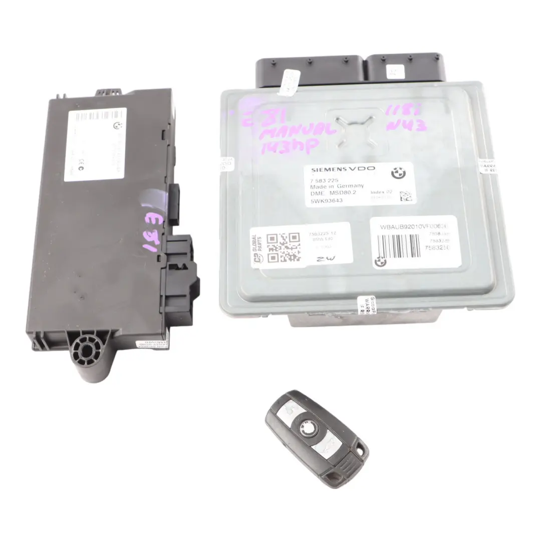 BMW E81 E87 LCI E90 E91 118i 318i N43 Steuergerät DME CAS3 + Schlüsse - SKU 7583225-12 - Teilenummer 7583225