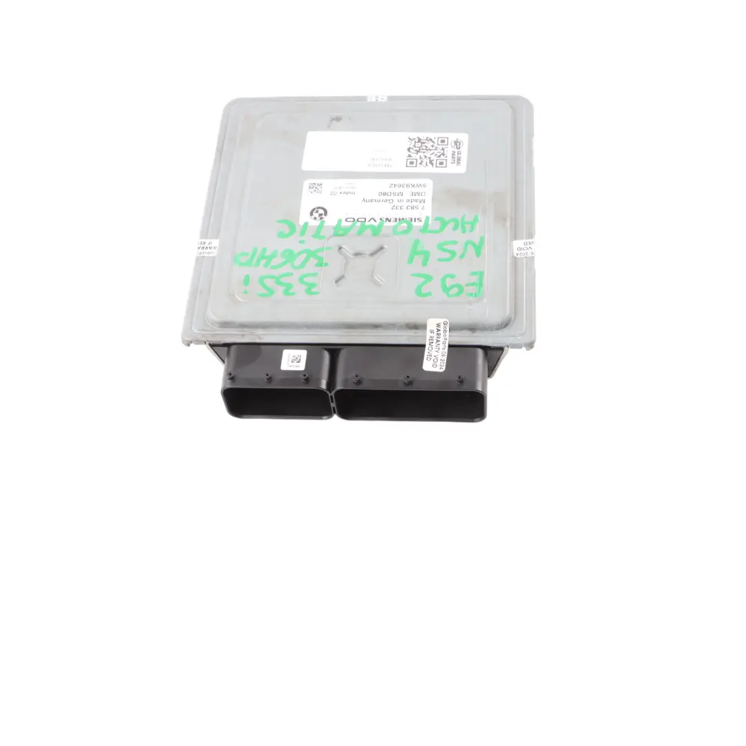N54 306HP Petrol Engine Control Unit DME Automatic to BMW E90 E91 E92 335i with Part number 7583332 BMW E90 E91 E92 335i N54 306HP Petrol Engine Control Unit DME Automatic - SKU 7583332-6 - Part number 7583332