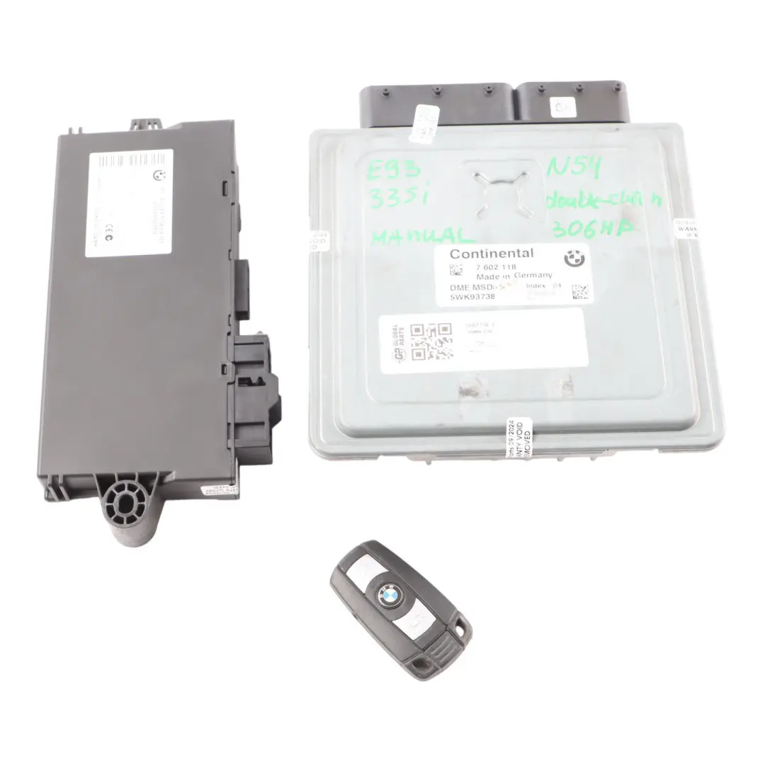 BMW E60 LCI E90 E91 335i 535i N54B30A ECU Kit DME CAS3 Key Dual Clutch - SKU 7602118-2 - Part number 7602118
