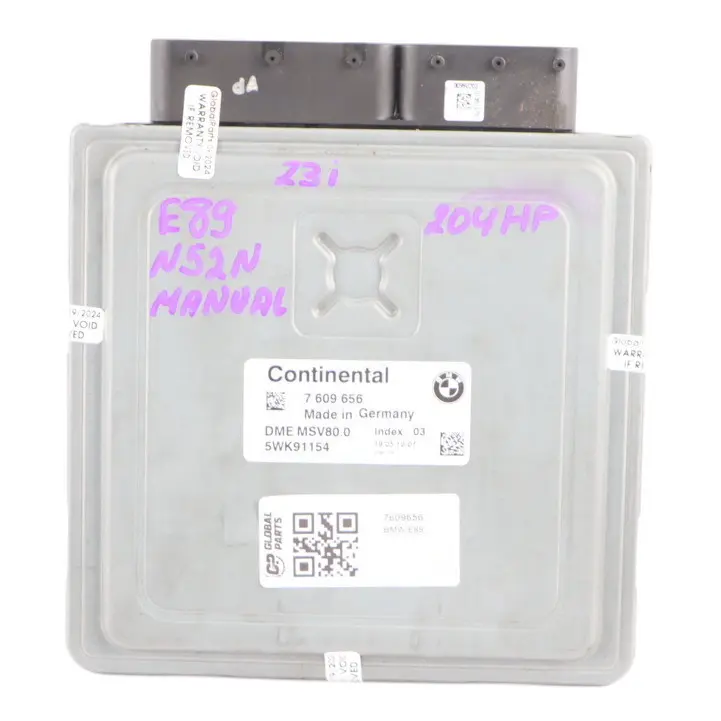 N52N 204HP Engine Conrol Unit ECU DME Manual to BMW Z4 E89 Roadster 23i with Part number 7609656 BMW Z4 E89 Roadster 23i N52N 204HP Engine Conrol Unit ECU DME Manual - SKU 7609656 - Part number 7609656