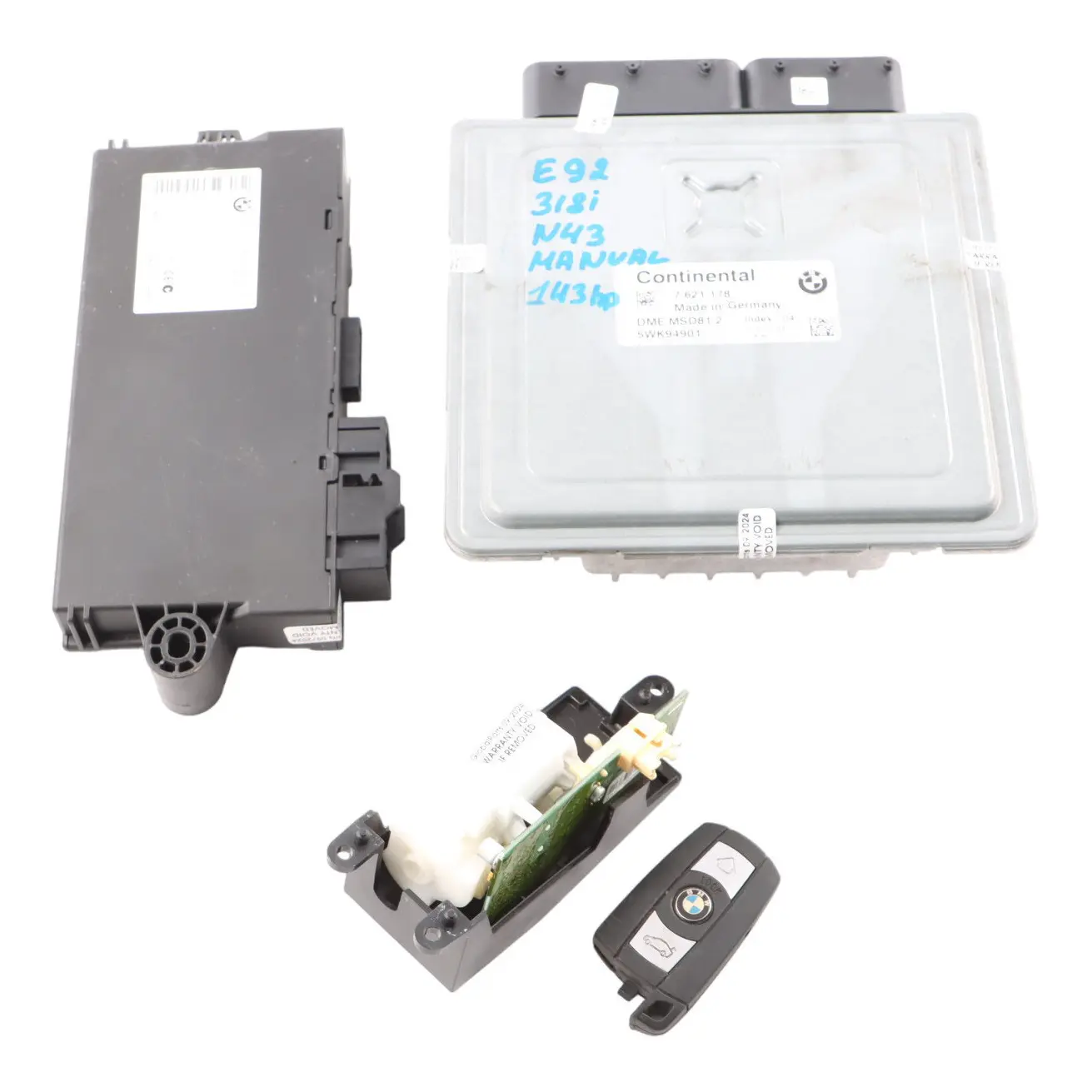 BMW E81 E87 LCI E90 N43 118i 318i ECU Kit DME CAS3 Lock 7621178 + Key Manual