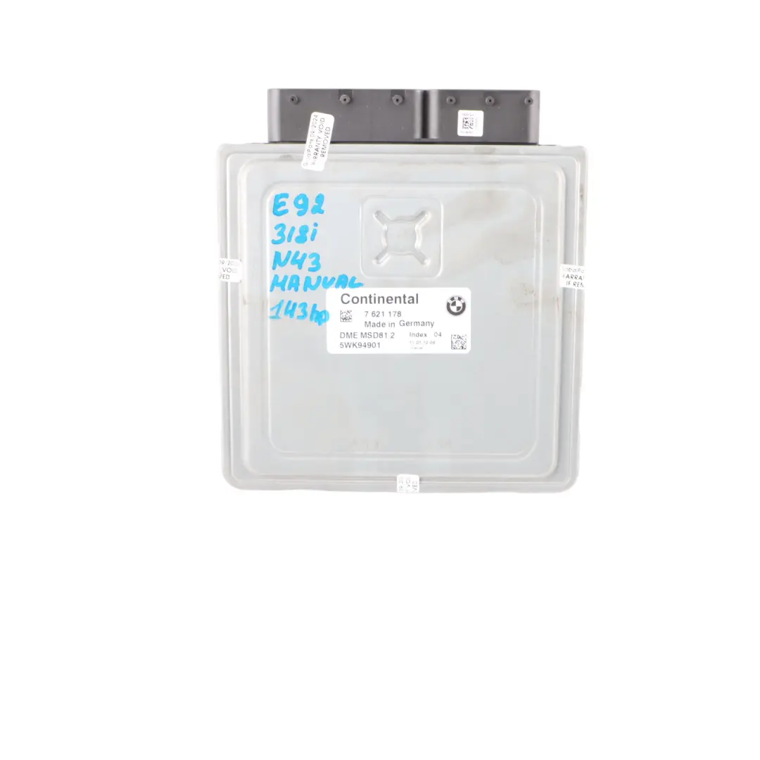 BMW E81 E87 LCI E90 N43 118i 318i ECU Kit DME CAS3 Lock + Key Manual - SKU 7621178-8 - Part number 7621178