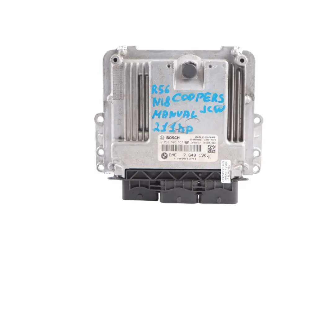 Mini Cooper S R56 LCI N18 1.6 211HP Engine Kit ECU DME CAS3 + Key Manual - SKU 7648190-3 - Part number 7648190