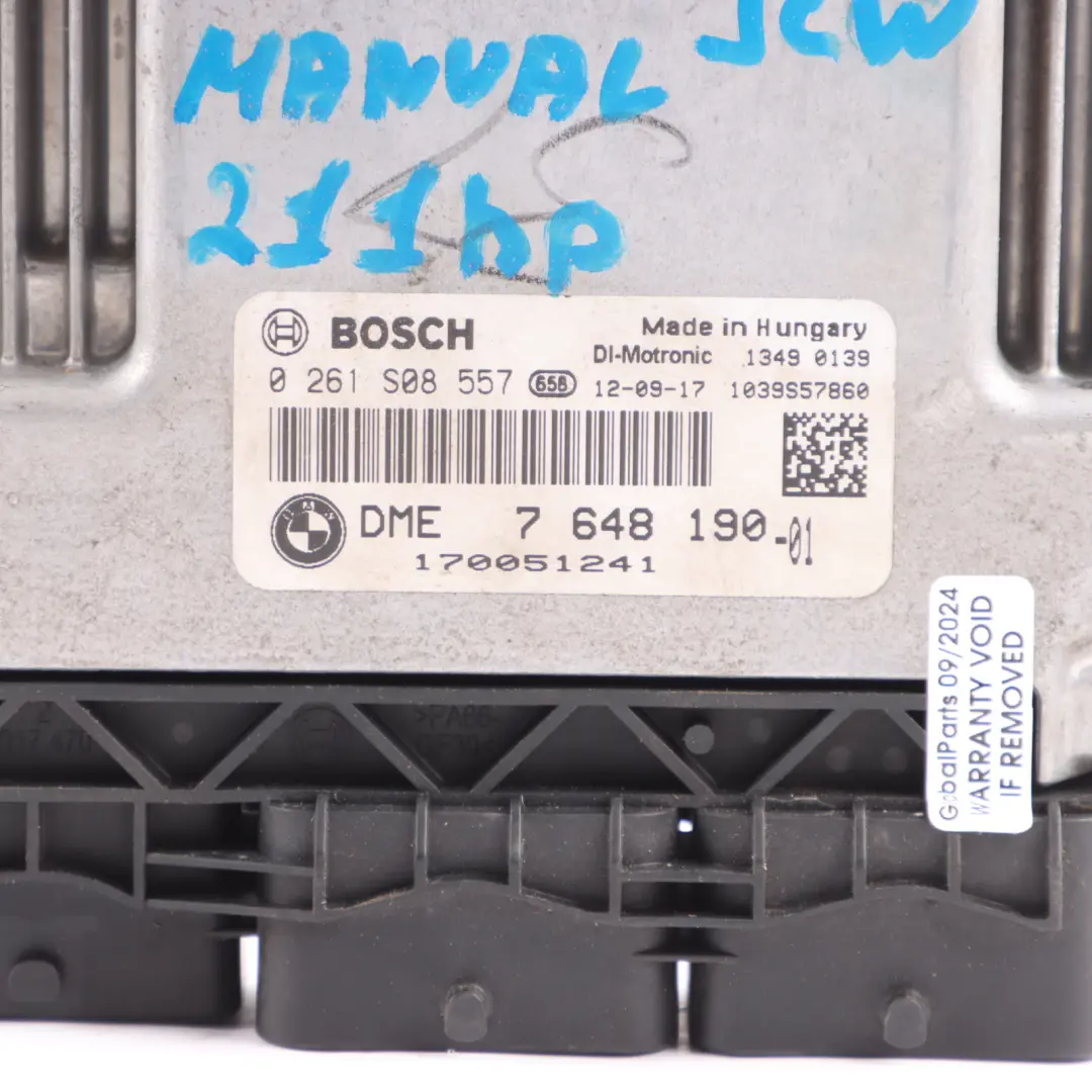Mini Cooper S R56 LCI N18 1.6 211HP Engine Kit ECU DME CAS3 + Key Manual - SKU 7648190-3 - Part number 7648190