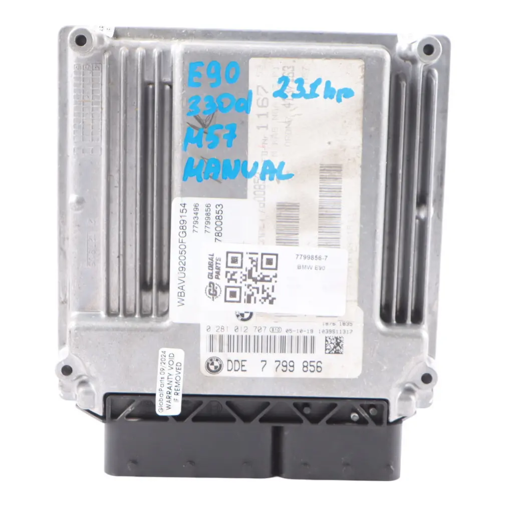 M57N2 231HP Engine Control Unit ECU Manual to BMW E60 E61 E90 330d 530d with Part number 7799856 BMW E60 E61 E90 330d 530d M57N2 231HP Engine Control Unit ECU Manual - SKU 7799856-7 - Part number 7799856