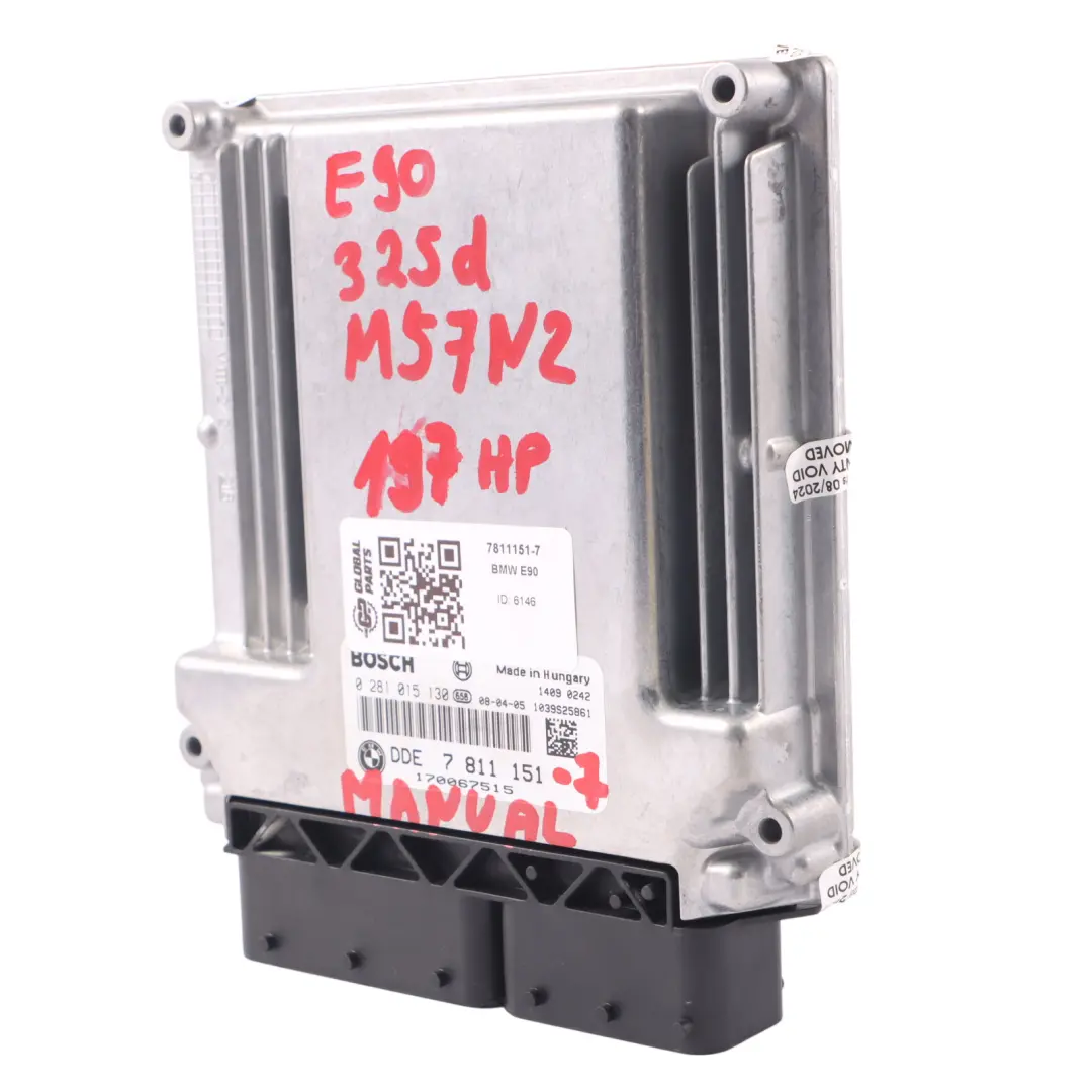 BMW E60 LCI E90 325d 525d M57N2 ECU Unità Controllo Motore DDE Manuale - SKU 7811151-7 - Numero di parte 7811151