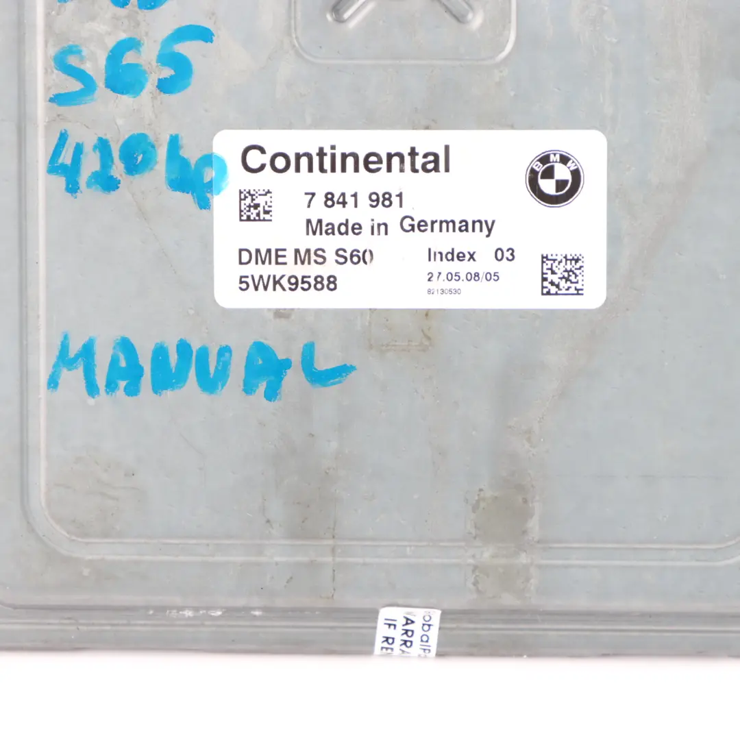 BMW E90 E92 E93 M3 Engine S65 420HP ECU DME Twin Clutch Gearbox - SKU 7841981 - Part number 7841981