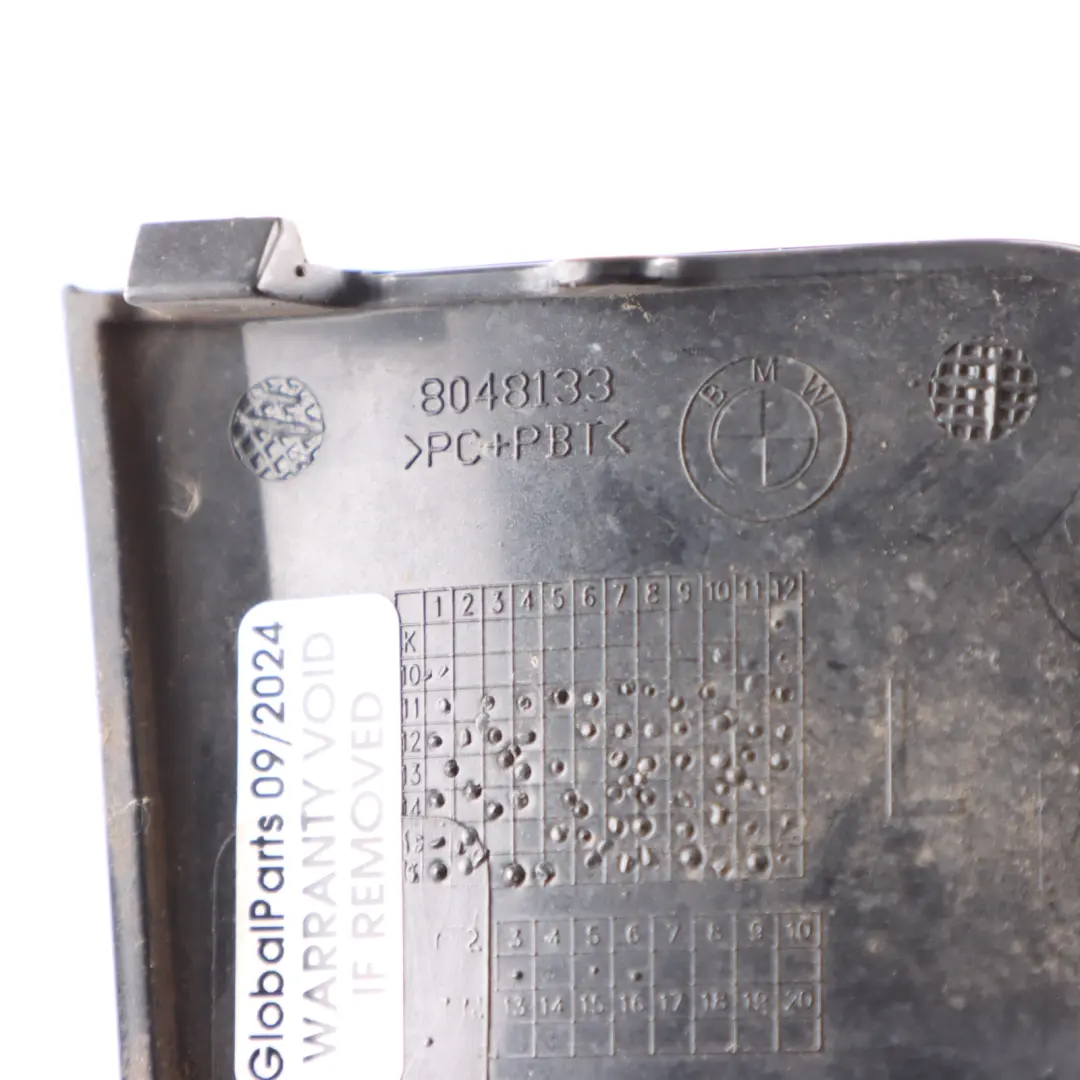 Bumper Left N/S Towing Eye Cover Black Sapphire - 475 to BMW X3 F25 M Sport Rear with Part number 8048133 BMW X3 F25 M Sport Rear Bumper Left N/S Towing Eye Cover Black Sapphire - 475 - SKU 8048133-BS - Part number 8048133