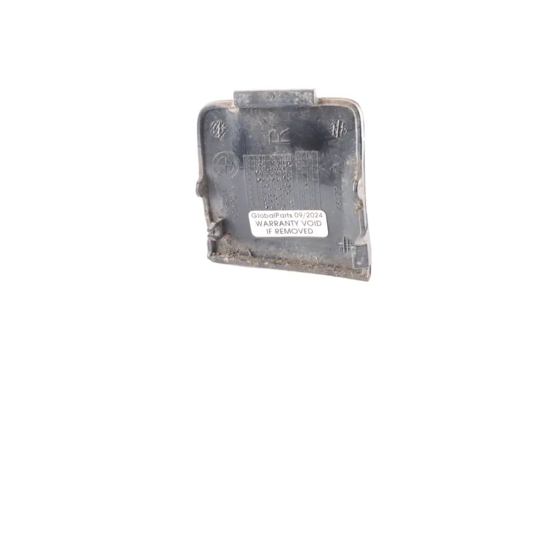 Bumper Right O/S Towing Eye Cover Black Sapphire - 475 to BMW X3 F25 M Sport Rear with Part number 8048134 BMW X3 F25 M Sport Rear Bumper Right O/S Towing Eye Cover Black Sapphire - 475 - SKU 8048134-BS - Part number 8048134