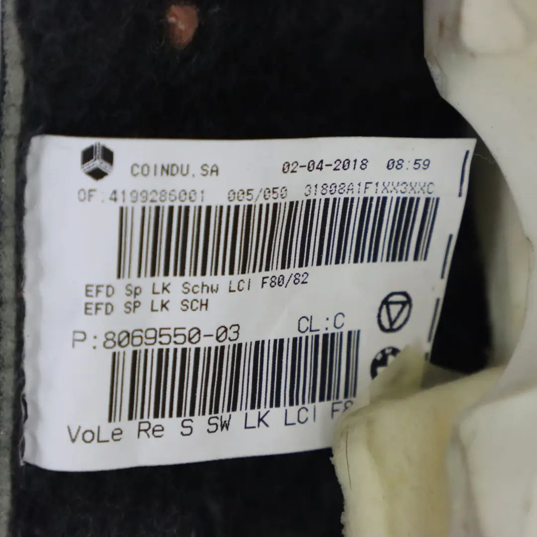 BMW F82 LCI M4 Competition Siège Avant Droit Dossier Chauffant Cuir Noir - SKU 8069550-1 - Numéro de pièce 8069550