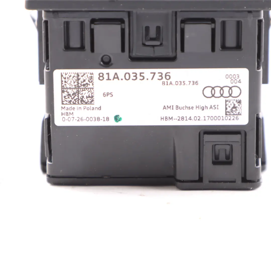 Audi A3 8V USB AUX Socket Plug Input Connector Media Port Panel - SKU 81A035736 - Numero di parte 81A035736
