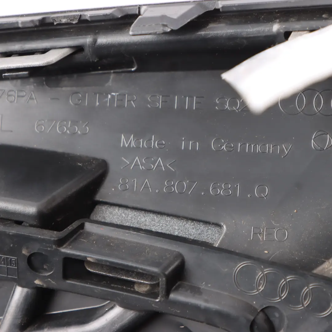 Bumper Grille Lower Front Left N/S Grid Cover Silver to Audi Q2 GA with Part number 81A807681Q Audi Q2 GA Bumper Grille Lower Front Left N/S Grid Cover Silver - SKU 81A807681Q - Part number 81A807681Q