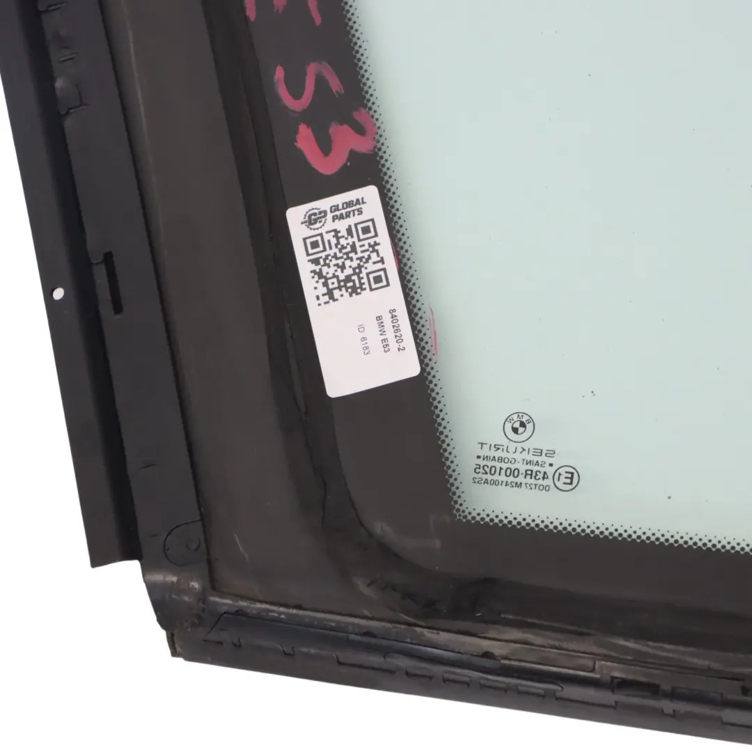 Green Window Glass Rear Right O/S AS2 to BMW X5 E53 with Part number 8402620 BMW X5 E53 Green Window Glass Rear Right O/S AS2 - SKU 8402620-2 - Part number 8402620
