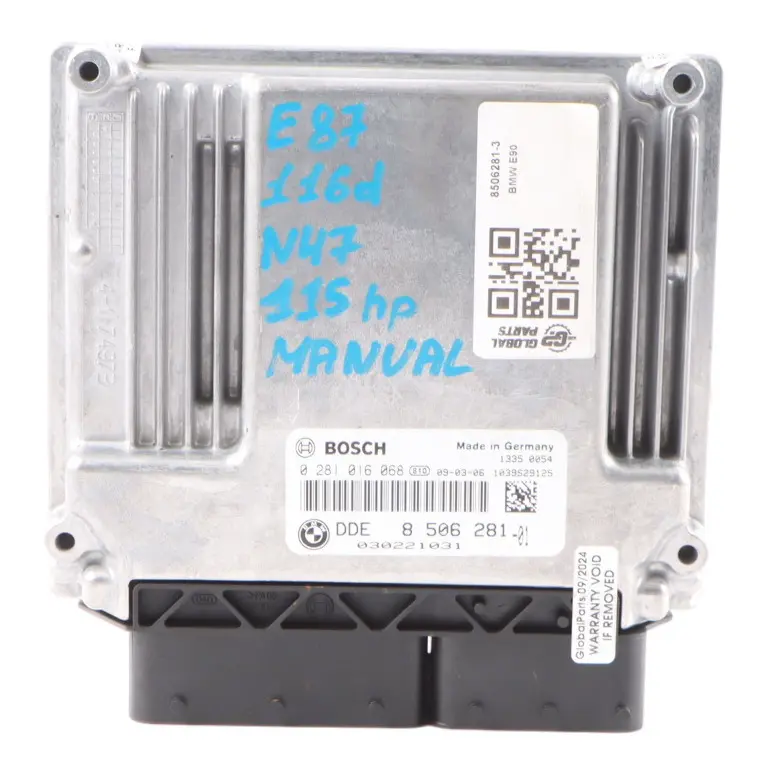 BMW E81 E87 LCI E90 N47 115HP Motor Diesel Unidad Control ECU DDE 8506281 Manual