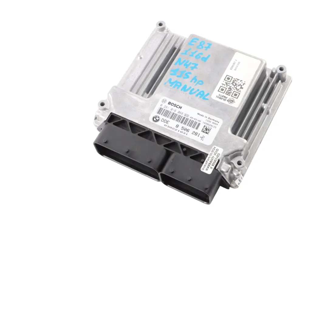 N47 115HP Motor Diesel Unidad Control ECU DDE Manual para BMW E81 E87 LCI E90 con número de pieza 8506281 BMW E81 E87 LCI E90 N47 115HP Motor Diesel Unidad Control ECU DDE Manual - SKU 8506281-3 - Número de pieza 8506281