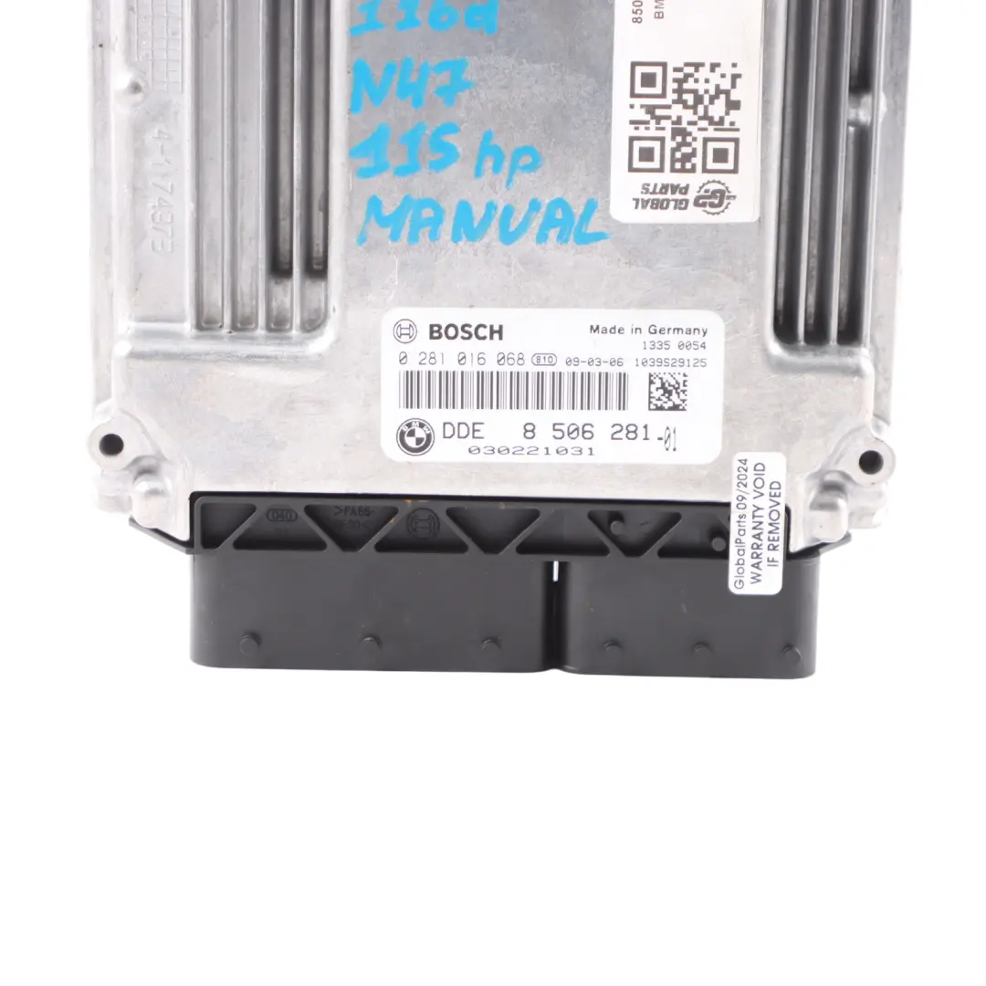 BMW E81 E87 LCI E90 N47 115HP Diesel Engine Control Unit ECU DDE Manual - SKU 8506281-3 - Part number 8506281