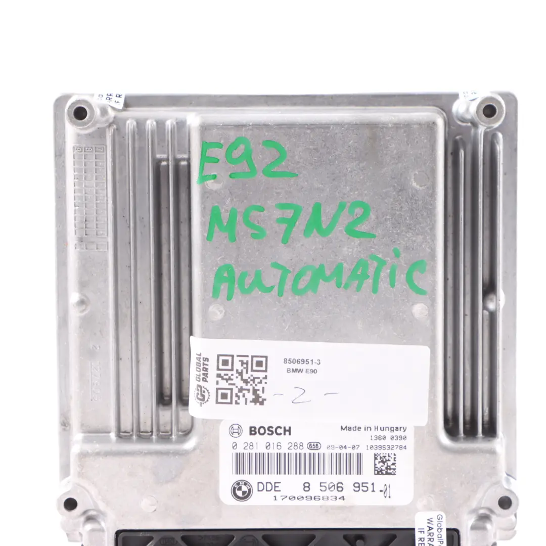 M57N2 Engine ECU DDE Automatic to BMW E90 E91 E92 325d E60 E61 LCI 525d with Part number 8506951 BMW E90 E91 E92 325d E60 E61 LCI 525d M57N2 Engine ECU DDE Automatic - SKU 8506951-3 - Part number 8506951